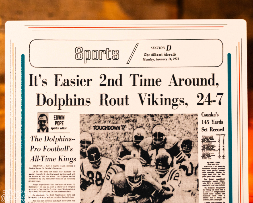 Miami Herald Dolphins 1974 SUPER BOWL Front Page - JAN 14, 1974