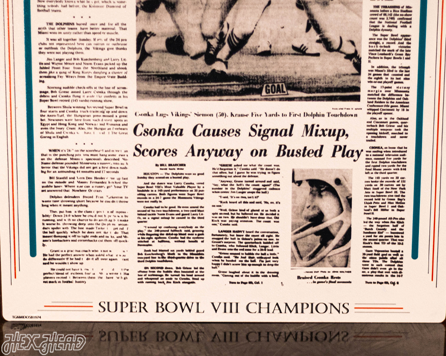 Miami Herald Dolphins 1974 SUPER BOWL Front Page - JAN 14, 1974