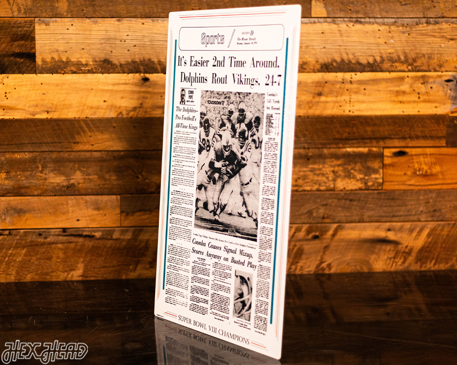 Miami Herald Dolphins 1974 SUPER BOWL Front Page - JAN 14, 1974