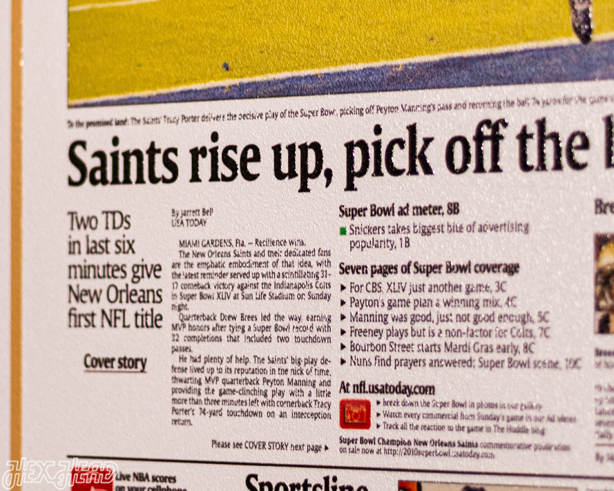 USA Today New Orleans Saints 2010 Super Bowl Front Page - FEB 8, 2010