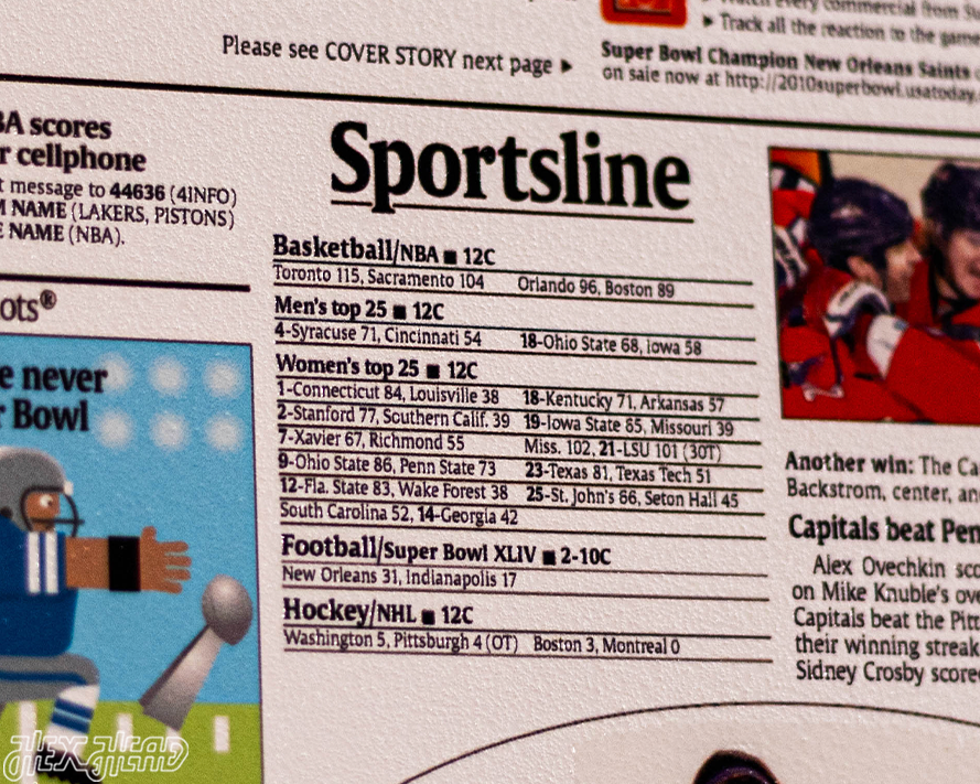 USA Today New Orleans Saints 2010 Super Bowl Front Page - FEB 8, 2010