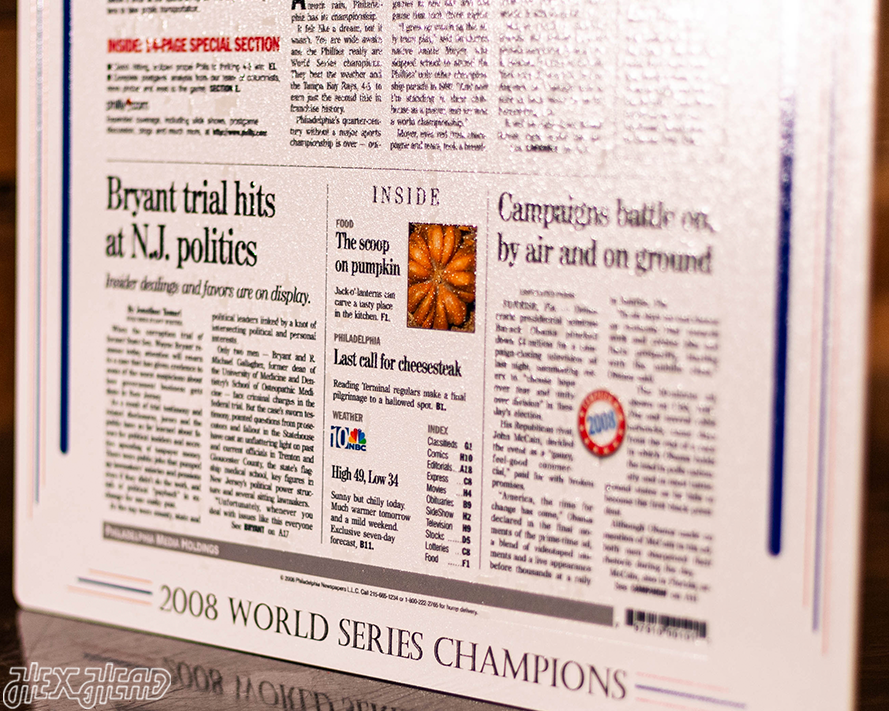 Philadelphia Inquirer Phillies 2008 WORLD SERIES Front Page - OCT 30, 2008