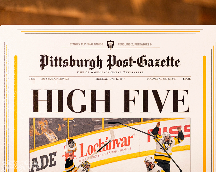 Pittsburgh Post-Gazette Penguins 2017 STANLEY CUP Front Page - JUNE 12, 2017