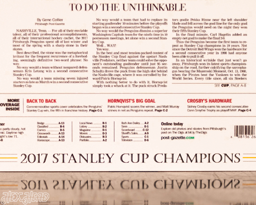 Pittsburgh Post-Gazette Penguins 2017 STANLEY CUP Front Page - JUNE 12, 2017