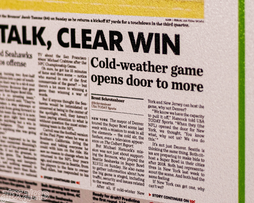 USA Today Seattle Seahawks 2014 Super Bowl Front Page - FEB 3, 2014