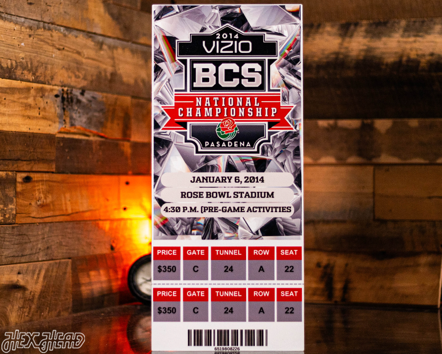 Florida State Seminole 2014 National Championship Ticket Stub Single Layer Metal Wall Art