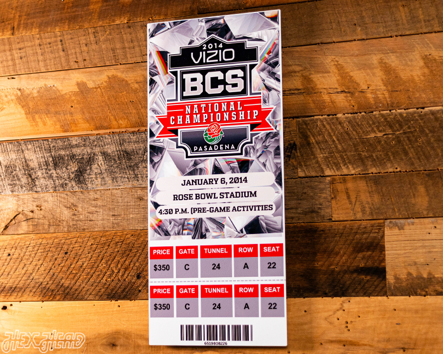 Florida State Seminole 2014 National Championship Ticket Stub Single Layer Metal Wall Art