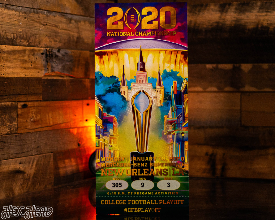 LSU Tigers 2020 National Championship Ticket Stub Single Layer Metal Wall Art