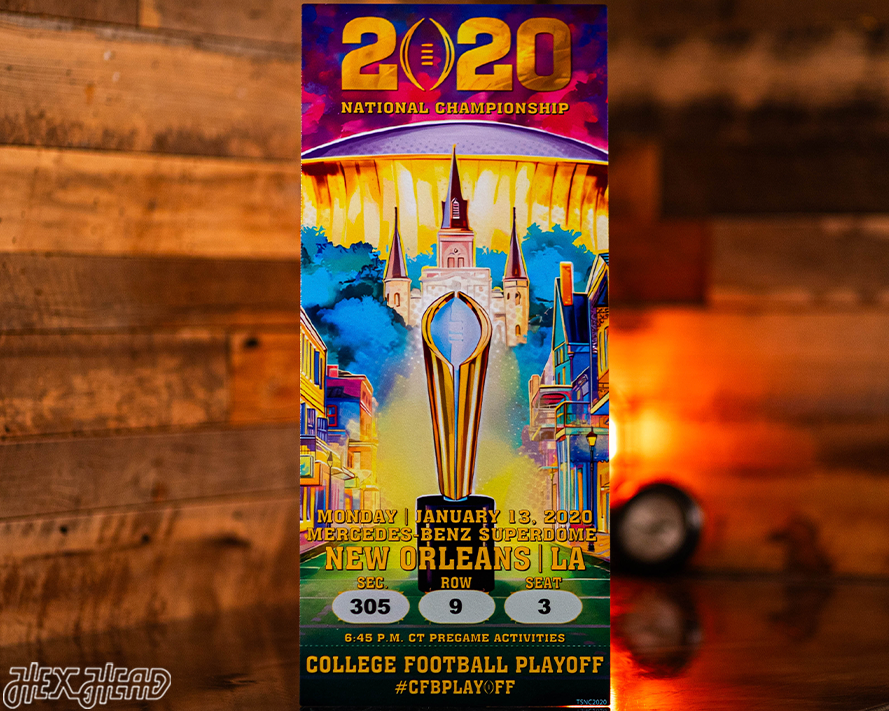 LSU Tigers 2020 National Championship Ticket Stub Single Layer Metal Wall Art