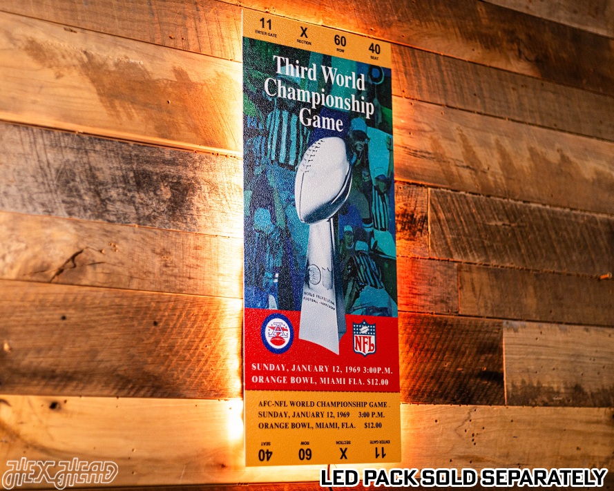 New York Jets Super Bowl III Ticket Stub Single Layer Metal Wall Art