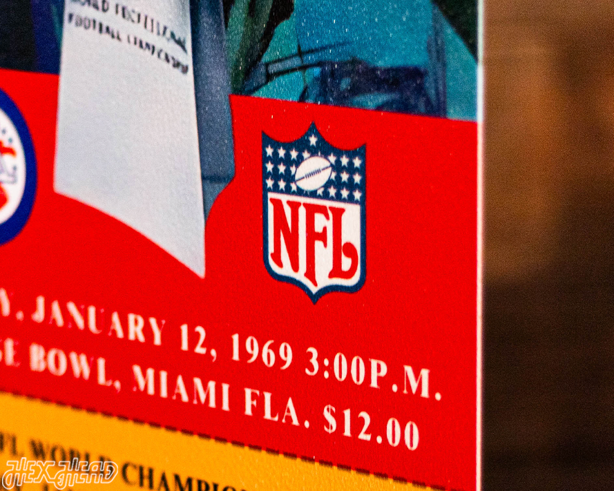 New York Jets Super Bowl III Ticket Stub Single Layer Metal Wall Art