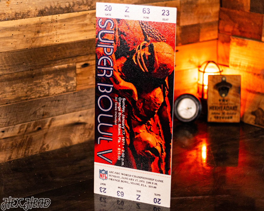 Baltimore Colts Super Bowl V Ticket Stub Single Layer Metal Wall Art