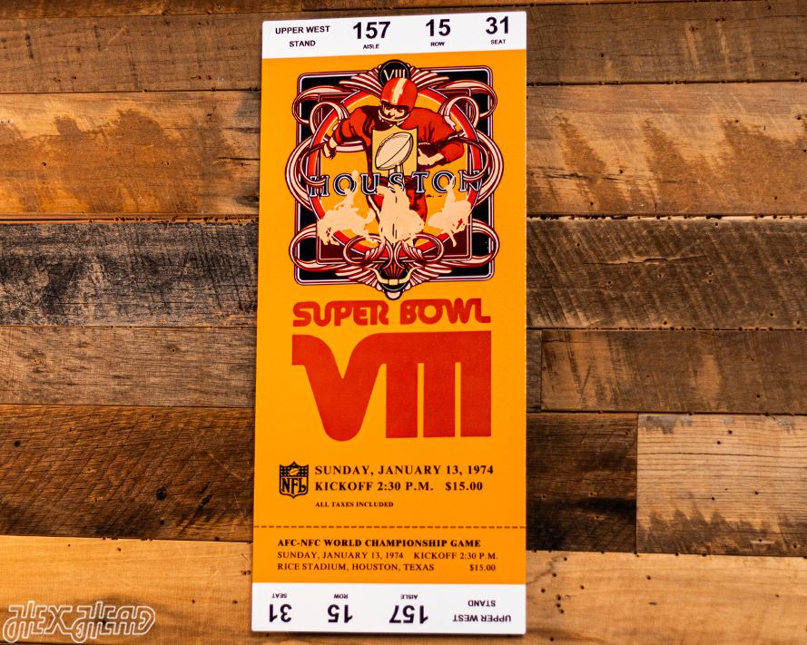 Miami Dolphins Super Bowl VIII Ticket Stub Single Layer Metal Wall Art
