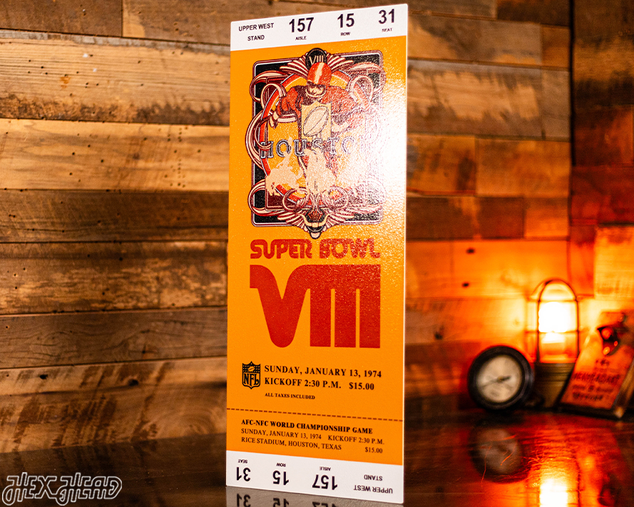 Miami Dolphins Super Bowl VIII Ticket Stub Single Layer Metal Wall Art