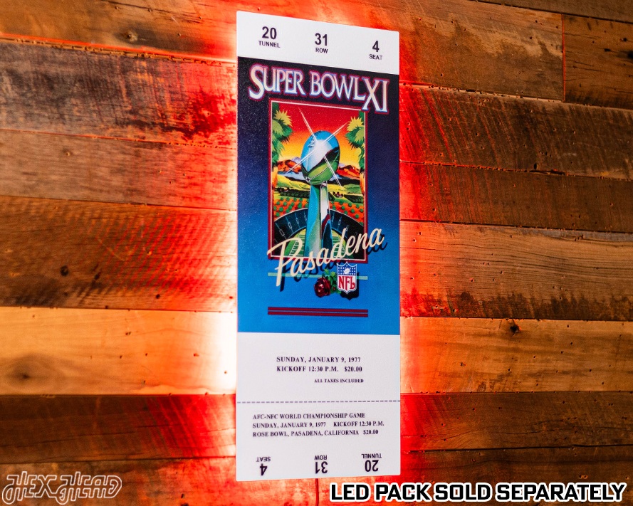 Las Vegas Raiders Super Bowl XI Ticket Stub Single Layer Metal Wall Art