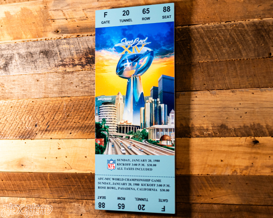 Pittsburgh Steelers Super Bowl XIV Ticket Stub Single Layer Metal Wall Art