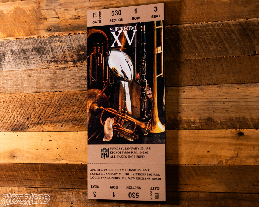 Las Vegas Raiders Super Bowl XV Ticket Stub Single Layer Metal Wall Art