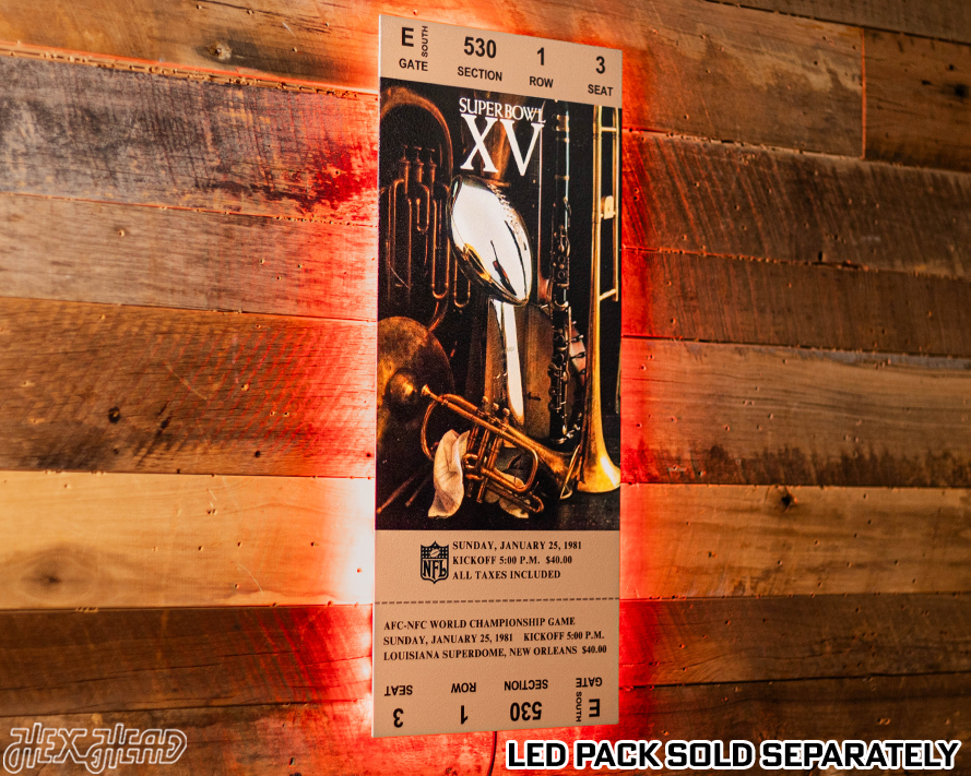 Las Vegas Raiders Super Bowl XV Ticket Stub Single Layer Metal Wall Art