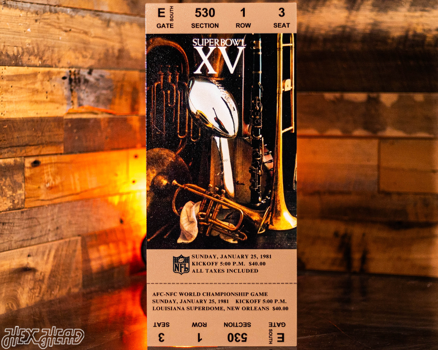 Las Vegas Raiders Super Bowl XV Ticket Stub Single Layer Metal Wall Art