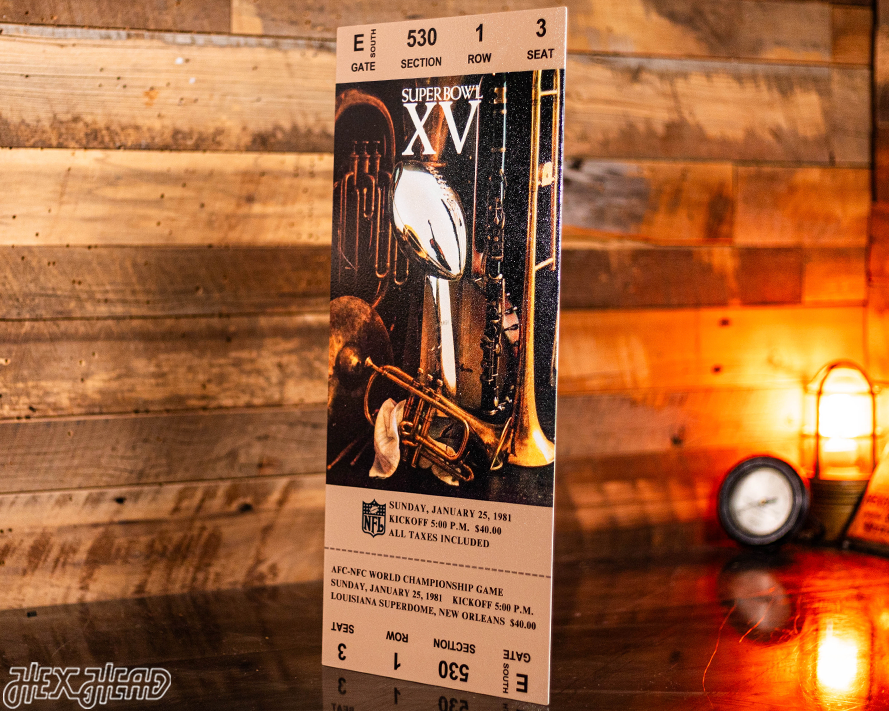 Las Vegas Raiders Super Bowl XV Ticket Stub Single Layer Metal Wall Art