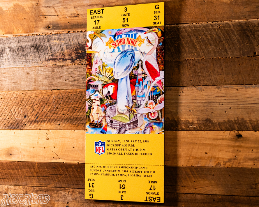 Las Vegas Raiders Super Bowl XVIII Ticket Stub Single Layer Metal Wall Art