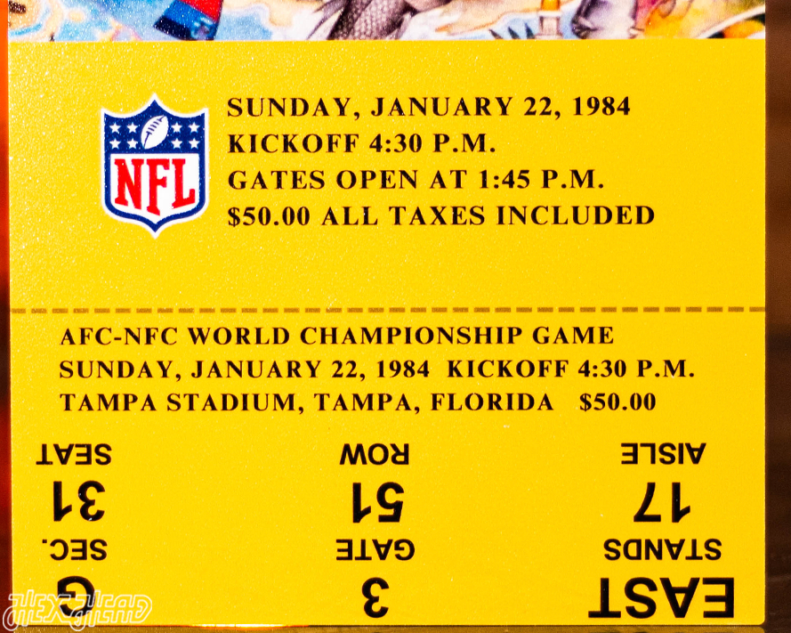 Las Vegas Raiders Super Bowl XVIII Ticket Stub Single Layer Metal Wall Art