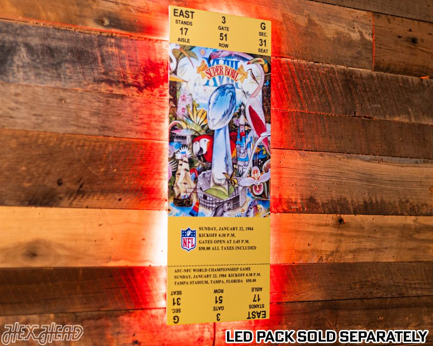 Las Vegas Raiders Super Bowl XVIII Ticket Stub Single Layer Metal Wall Art