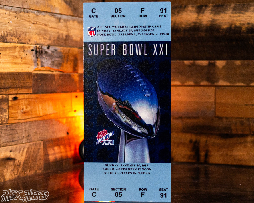 New York Giants Super Bowl XXI Ticket Stub Single Layer Metal Wall Art