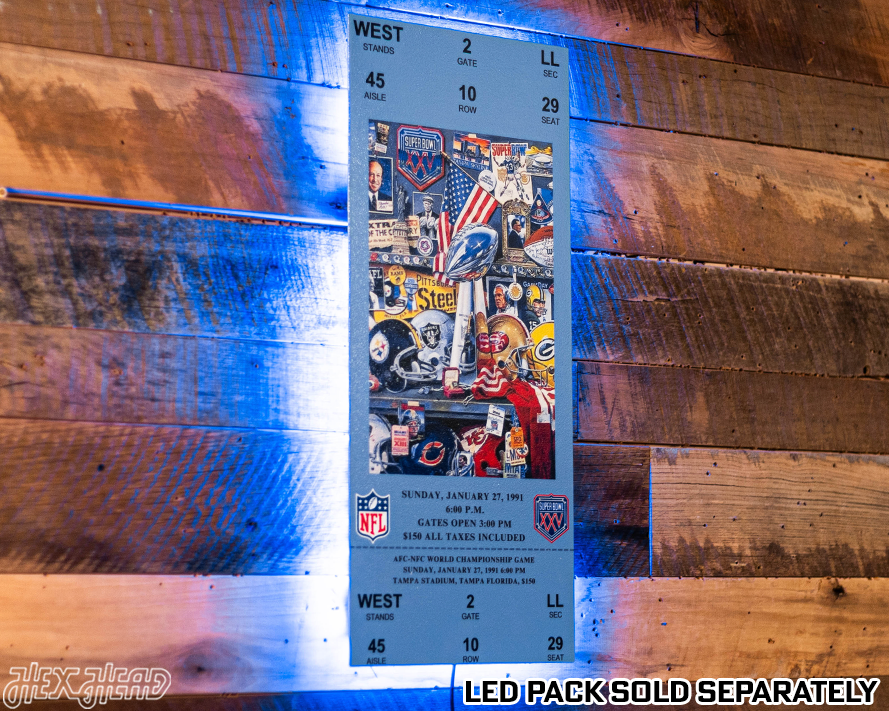 New York Giants Super Bowl XXV Ticket Stub Single Layer Metal Wall Art