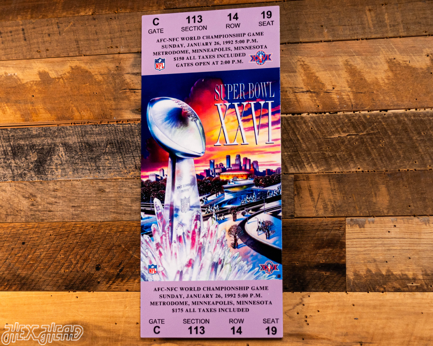 Washington Commanders Super Bowl XXVI Ticket Stub Single Layer Metal Wall Art