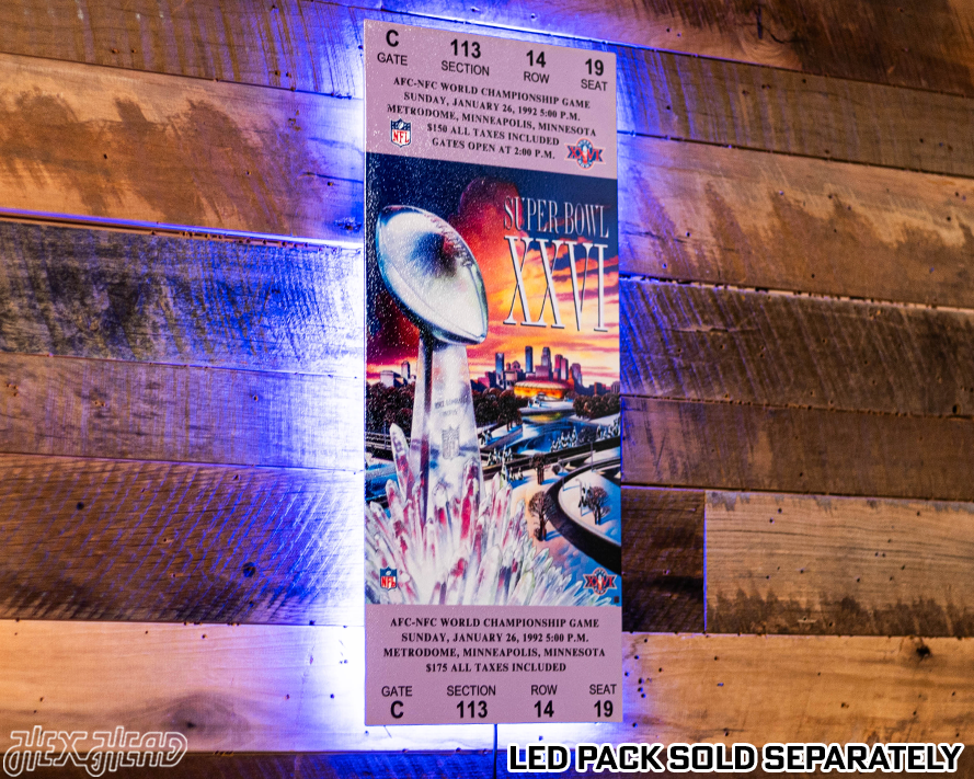 Washington Commanders Super Bowl XXVI Ticket Stub Single Layer Metal Wall Art