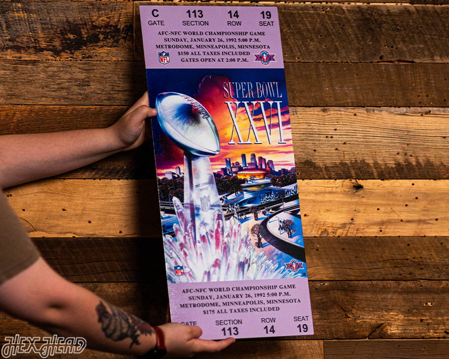 Washington Commanders Super Bowl XXVI Ticket Stub Single Layer Metal Wall Art