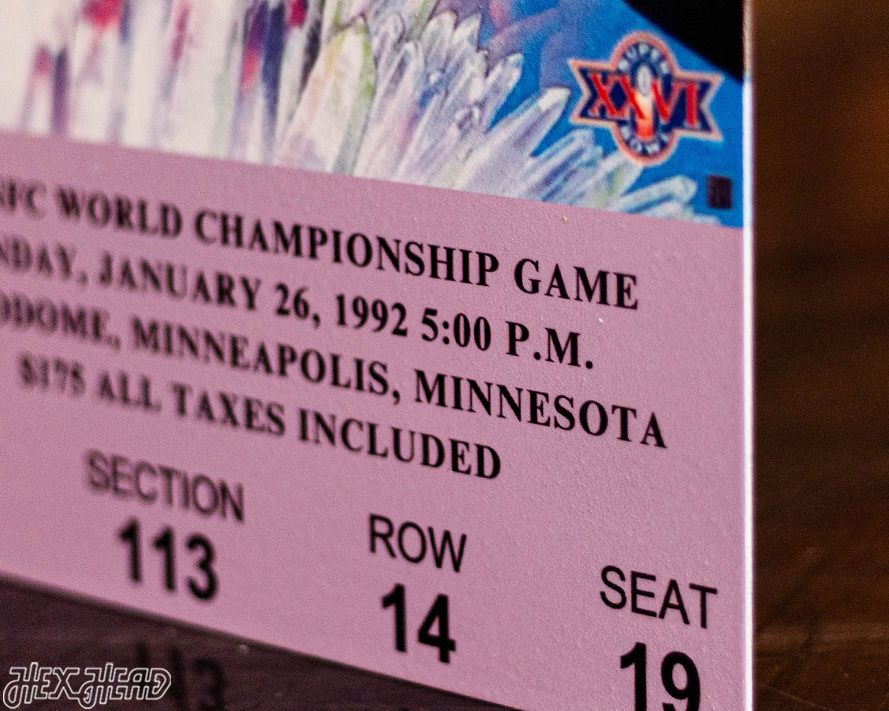 Washington Commanders Super Bowl XXVI Ticket Stub Single Layer Metal Wall Art