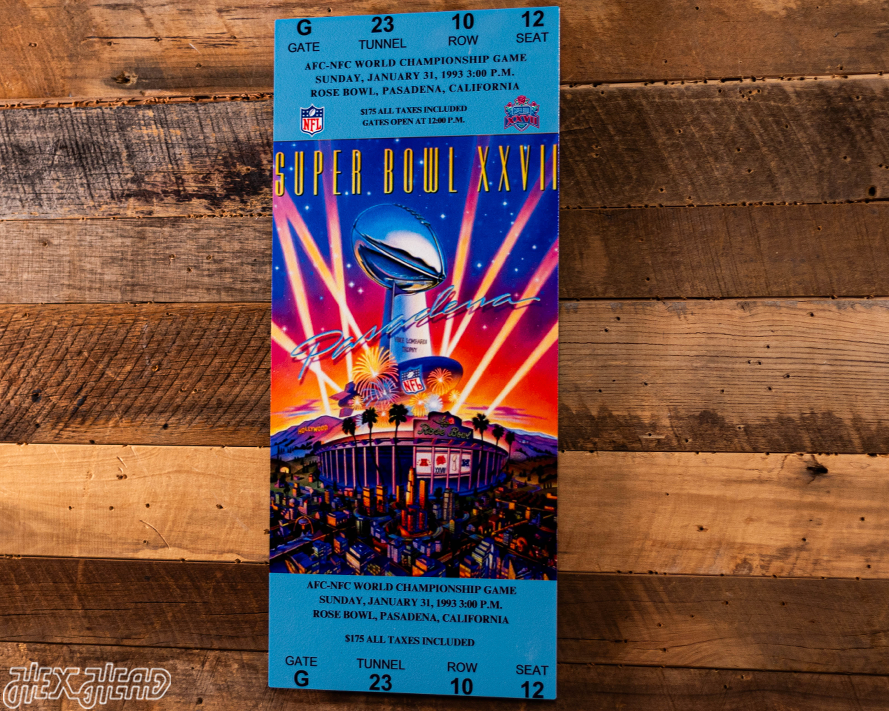 Dallas Cowboys Super Bowl XXVII Ticket Stub Single Layer Metal Wall Art