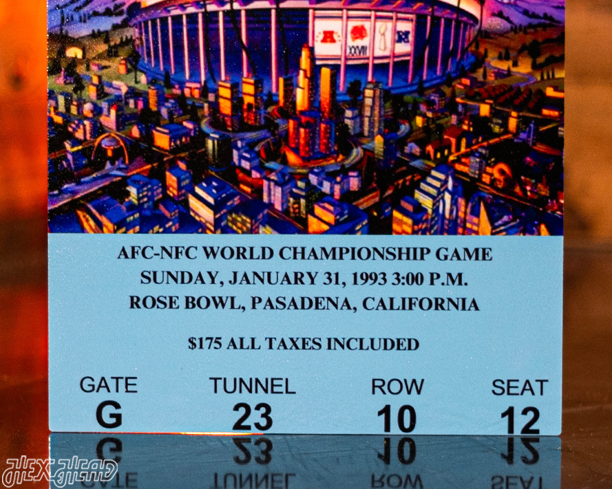 Dallas Cowboys Super Bowl XXVII Ticket Stub Single Layer Metal Wall Art