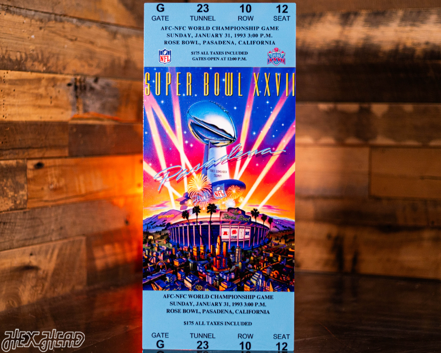 Dallas Cowboys Super Bowl XXVII Ticket Stub Single Layer Metal Wall Art