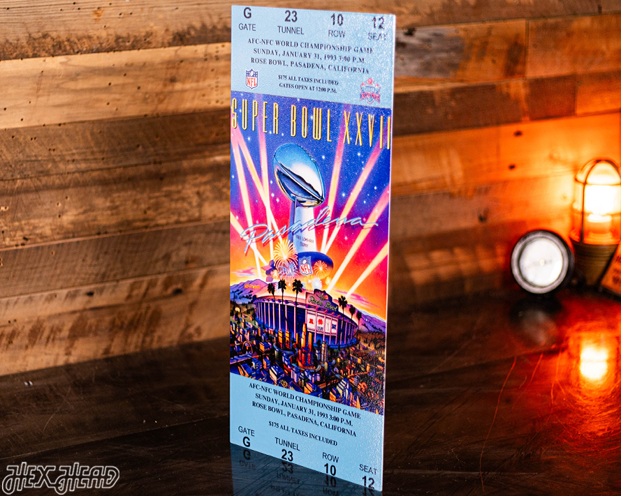 Dallas Cowboys Super Bowl XXVII Ticket Stub Single Layer Metal Wall Art