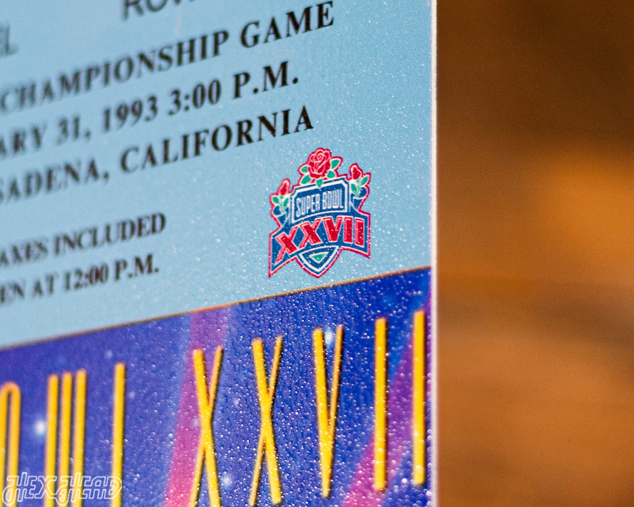 Dallas Cowboys Super Bowl XXVII Ticket Stub Single Layer Metal Wall Art