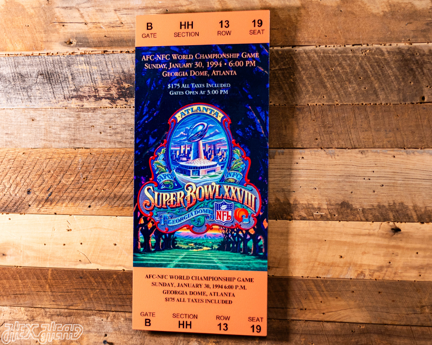 Dallas Cowboys Super Bowl XXVIII Ticket Stub Single Layer Metal Wall Art