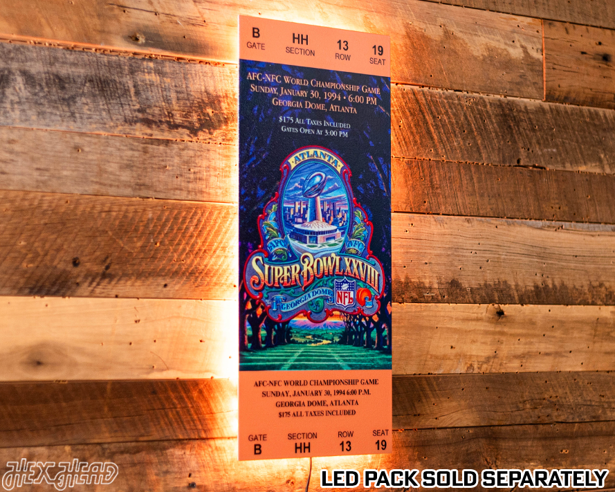 Dallas Cowboys Super Bowl XXVIII Ticket Stub Single Layer Metal Wall Art