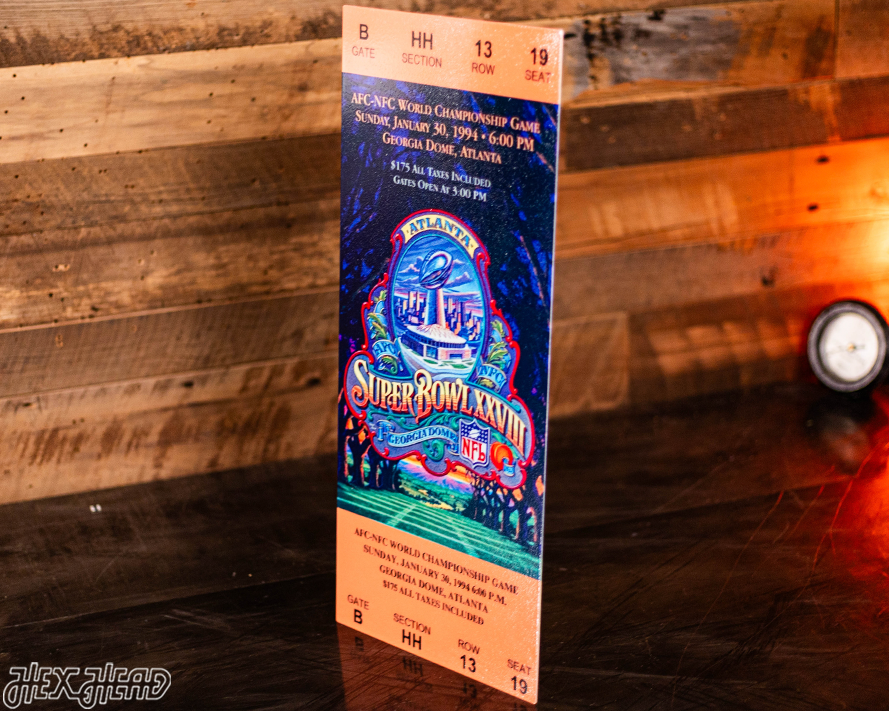 Dallas Cowboys Super Bowl XXVIII Ticket Stub Single Layer Metal Wall Art