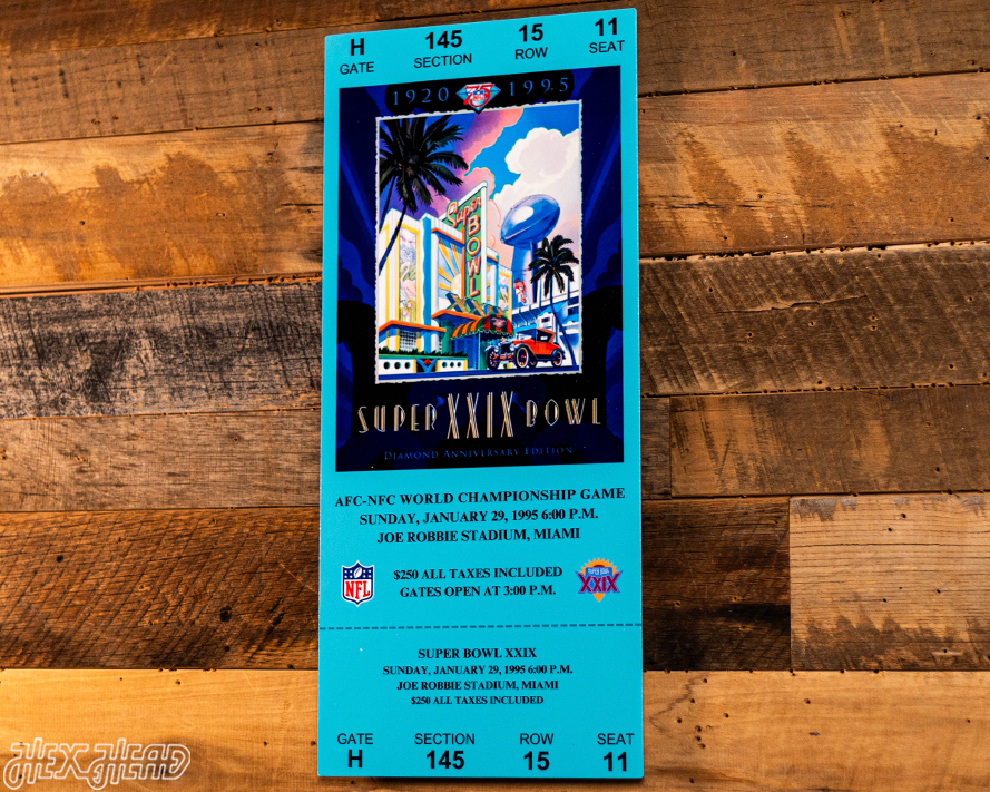 San Francisco 49ers Super Bowl XXIX Ticket Stub Single Layer Metal Wall Art