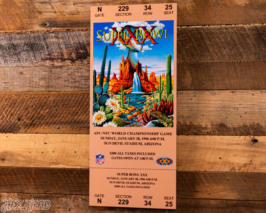 Dallas Cowboys Super Bowl XXX Ticket Stub Single Layer Metal Wall Art