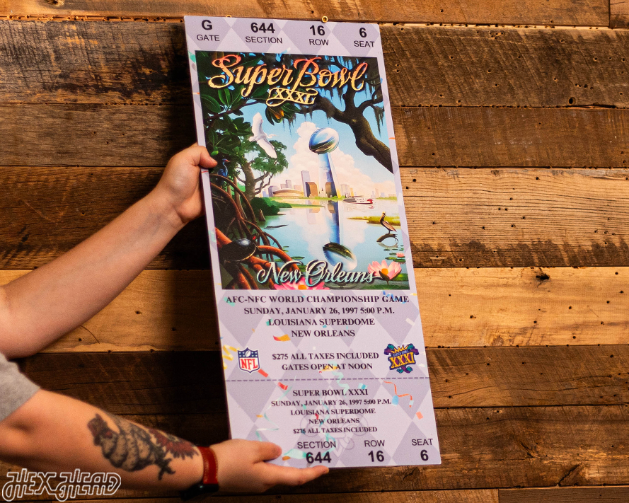 Green Bay Packers Super Bowl XXXI Ticket Stub Single Layer Metal Wall Art