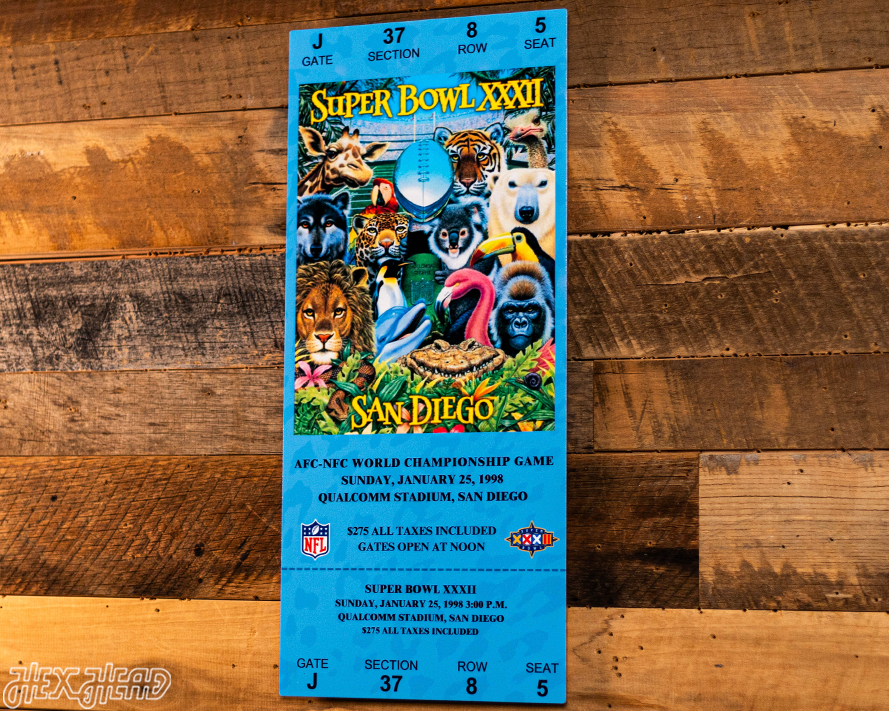 Denver Broncos Super Bowl XXXII Ticket Stub Single Layer Metal Wall Art