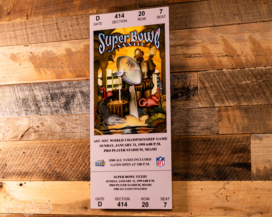 Denver Broncos Super Bowl XXXIII Ticket Stub Single Layer Metal Wall Art