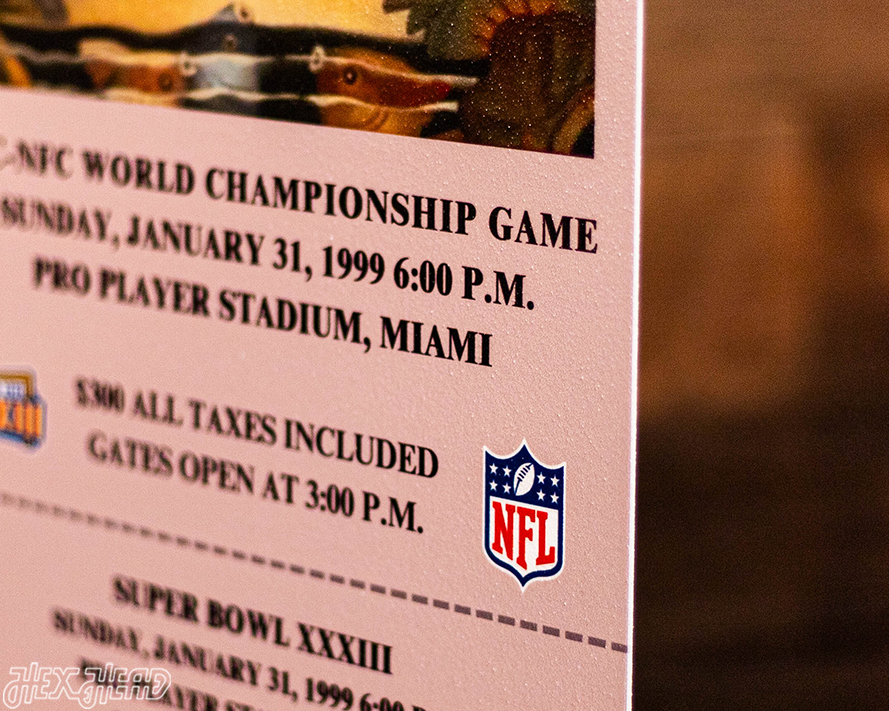 Denver Broncos Super Bowl XXXIII Ticket Stub Single Layer Metal Wall Art