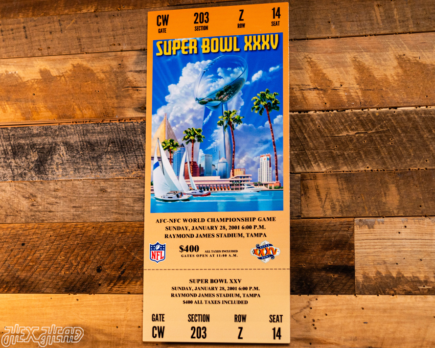 Baltimore Ravens Super Bowl XXXV Ticket Stub Single Layer Metal Wall Art