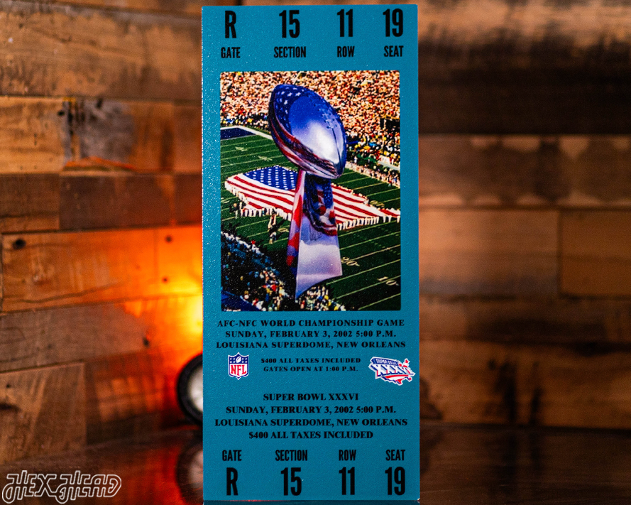 New England Patriots Super Bowl XXXVI Ticket Stub Single Layer Metal Wall Art