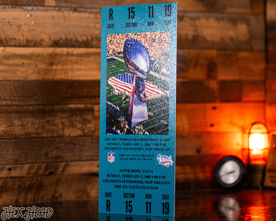 New England Patriots Super Bowl XXXVI Ticket Stub Single Layer Metal Wall Art